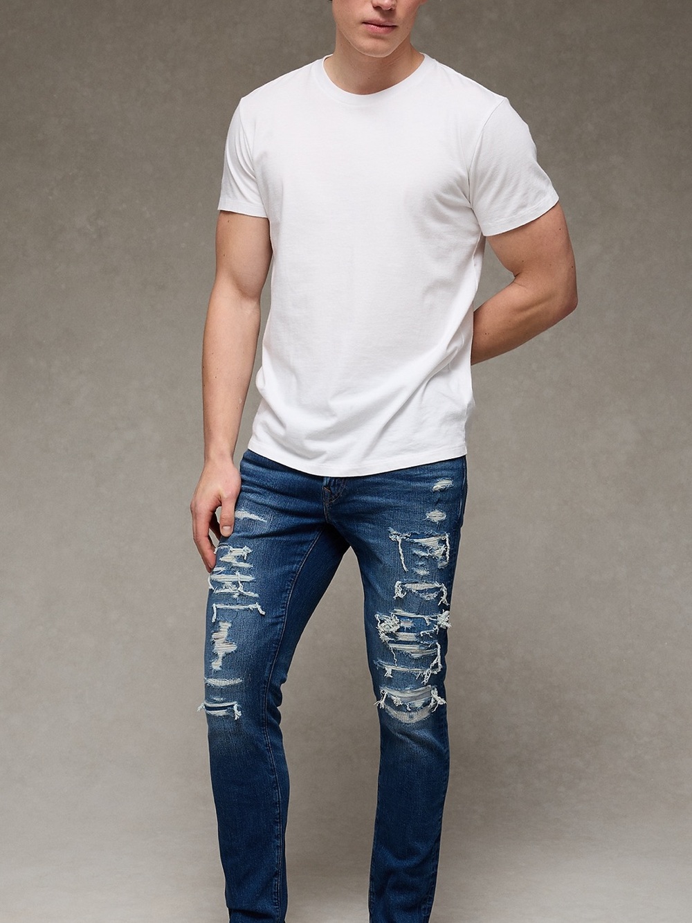 American Eagle Outfitters Skinny Ripped Dark Blue Jeans